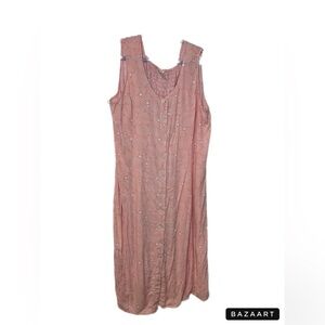 Blair pastel peach maxi dress with seashells and pearls. Gathered back. GGG